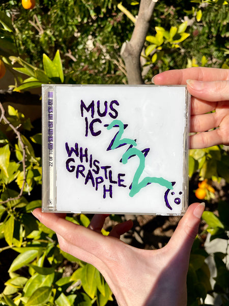 An AESTHETIC CD for our album Music 2 Whistlegraph 2 showcasing the "sporty grape" colorway.